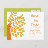 Moderne Mandarine Tree Save the Date POST CARD! Ankündigungspostkarte (Vorne/Hinten)