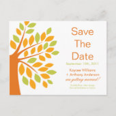 Moderne Mandarine Tree Save the Date POST CARD! Ankündigungspostkarte (Vorderseite)