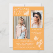 Moderne Mango Butterfly Foto Graduation Party Einladung (Vorderseite)