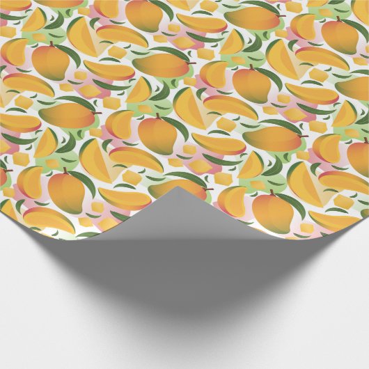 Moderne Mango Frucht Muster Wrapping Paper Roll Geschenkpapier (Ecke)