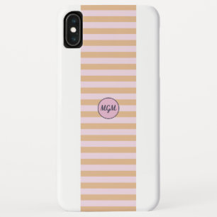 Moderne Mango-Orange und Rosa gestreifte Monogramm Case-Mate iPhone Hülle