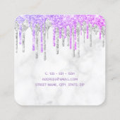 Moderne Maniküre aus lila und Marmor Glitzer Tropf Quadratische Visitenkarte (Rückseite)