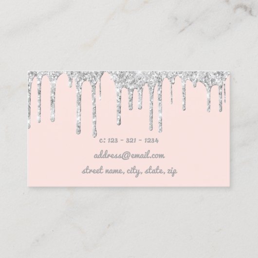 Moderne Maniküre für hübsche Tropfen aus Silber Visitenkarte (Rückseite)