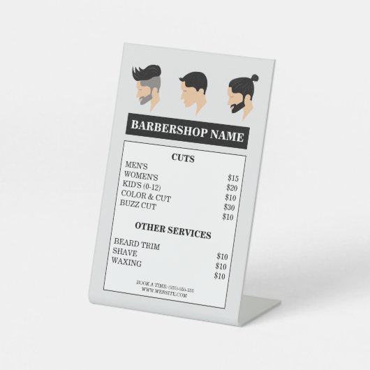 Moderne Männer-Haarstile Zeichnend Barbershop-Menü Sockelschild (Vorderseite)