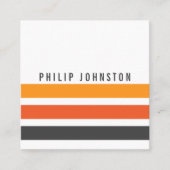 Moderne männliche graue und orangefarbene Streifen Quadratische Visitenkarte (Vorderseite)