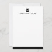 Moderne männliche Monogramm Name schwarz viereckig Mitteilungskarte (Vorderseite)