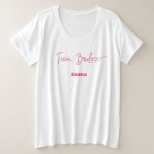 Moderne Mannschaft Braut Pink Heart Bridal Bridal  Große Größe T-Shirt