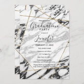 Moderne Marble Gold Geometric Graduation Party Einladung (Vorne/Hinten)