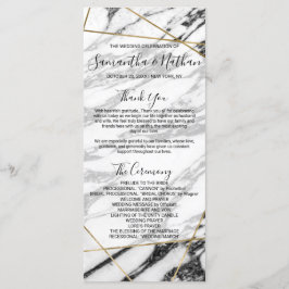 Moderne Marble Gold Geometric Wedding Programme
