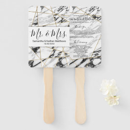 Moderne Marble Gold Geometric Wedding Programme Fächer