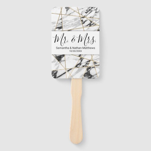 Moderne Marble Gold Geometric Wedding Programme Fächer (Vorderseite)