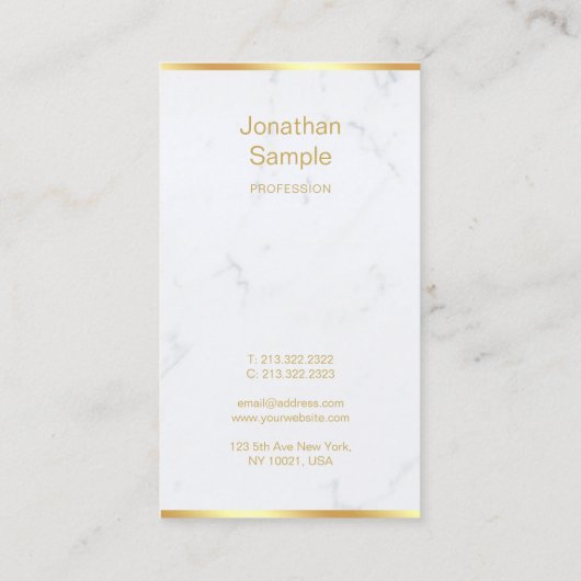 Moderne Marble Gold Handgeschriebene Skriptvorlage Visitenkarte (Rückseite)