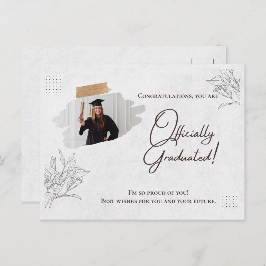 Moderne Marble Grad Card: Feiern Sie stilvoll Postkarte (Vorne/Hinten)