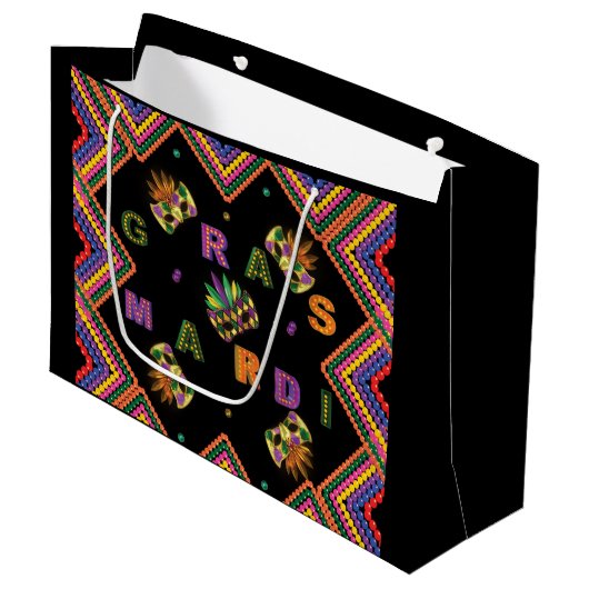 Moderne Mardi Gras große Geschenktasche Geschenktüte (Vorderseite Schrägansicht)