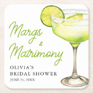 Moderne Margs und Matrimony Cocktail Brautparty Rechteckiger Pappuntersetzer