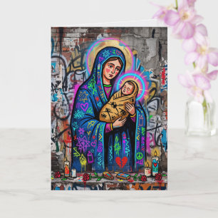 Moderne Maria Jesus Weihnachtskarte  Karte