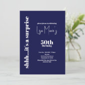 Moderne Marine 50. Überraschung Geburtstag Einladung (Stehend Vorderseite)