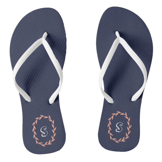 Moderne Marine Add Your Monogram Dreh Flop Badesandalen (Fußbett)