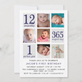 Moderne Marine-Blau-Foto-Collagen-erster Einladung (Vorderseite)