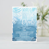 Moderne Marine-Blau-GoldBrushstrokes, die Details Begleitkarte (Stehend Vorderseite)