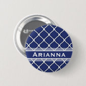 Moderne Marine Blue Marokkaner Trellis Button (Vorne & Hinten)