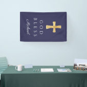 Moderne Marine Blue Religious Cross Boy Gott segne Banner (Messe)