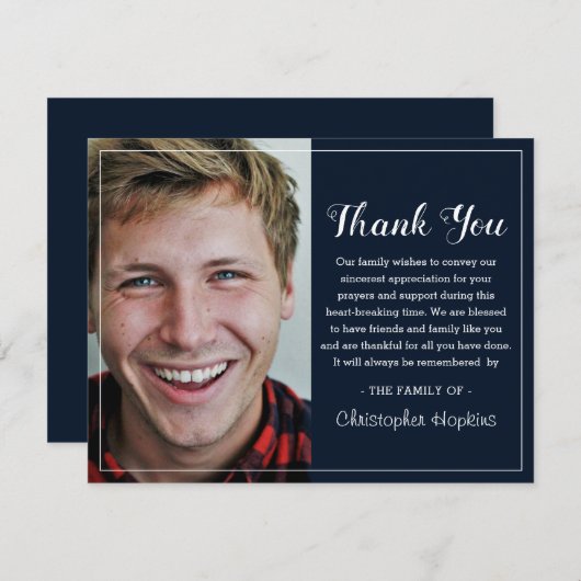 Moderne Marine Custom Foto Beerdigung Danke (Vorne/Hinten)