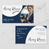 Moderne Marine Elegantes Minimalistisches Design R Visitenkarte (Vorne/Hinten)