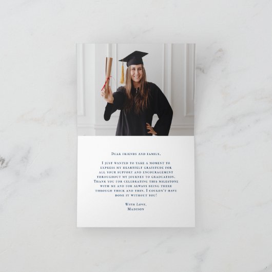 Moderne Marine-Klasse 2025 Abschluss Dankeskarte (Innenseite)