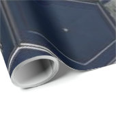 Moderne Marine & Kohlenstoff-Sechseck-Tech-Geometr Geschenkpapier (Rolleneckpunkt)