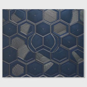 Moderne Marine & Kohlenstoff-Sechseck-Tech-Geometr Geschenkpapier (Flach)