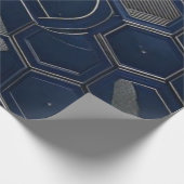 Moderne Marine & Kohlenstoff-Sechseck-Tech-Geometr Geschenkpapier (Ecke)
