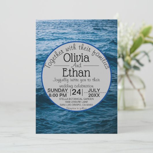 moderne Marine nautisch Einladung (Stehend Vorderseite)