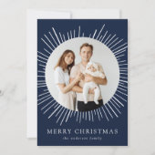 Moderne Marine Sunburst Frohe Weihnachten 2 Foto (Vorderseite)