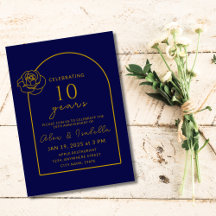 Moderne Marine und Gold 10. Hochzeitstag