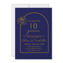 Moderne Marine und Gold 10. Hochzeitstag