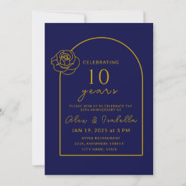 Moderne Marine und Gold 10. Hochzeitstag Einladung