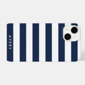 Moderne Marine und White Strip Personalisiert Case-Mate iPhone Hülle (Back (Horizontal))