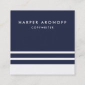 Moderne Marine und White Strip Quadratische Visitenkarte (Vorderseite)