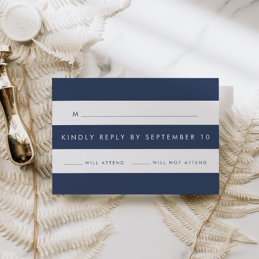 Moderne Marine und White Strip UAWG RSVP Karte