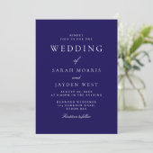 Moderne Marine & White Minimal Hochzeit Einladung (Stehend Vorderseite)