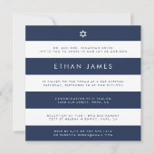 Moderne Marine & White Stripe Bar Mitzvah Einladun Einladung (Vorderseite)
