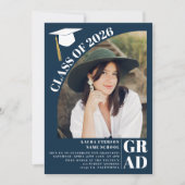 Moderne Marineblau 5 Fotos Abschluss Einladung (Vorderseite)