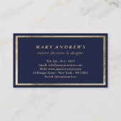 Moderne Marineblau-Imitate goldene Innenarchitekti Visitenkarte (Rückseite)