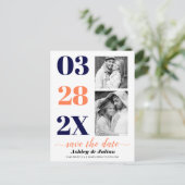 Moderne marineblau, Korallen zwei Foto Save the Da Postkarte (Stehend Vorderseite)