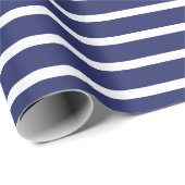 Moderne marineblau-weiße Streifen elegant chic Geschenkpapier (Rolleneckpunkt)