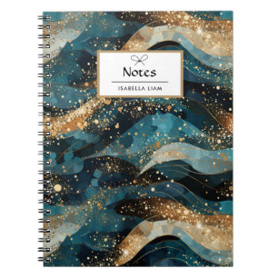 Moderne Marineblaue Abstrakte Winter-Glitter-Muste Notizblock
