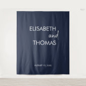 Moderne marineblaue, einfache und elegante Hochzei Wandteppich (Vorderseite)