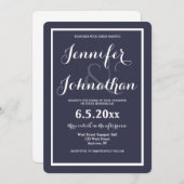 Moderne marineblaue Hochzeitseinladungen Einladung (Vorne/Hinten)