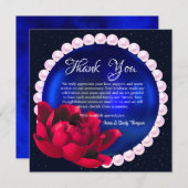 Moderne marineblaue Rose Pearl Wedding Jubiläum Dankeskarte (Vorne/Hinten)